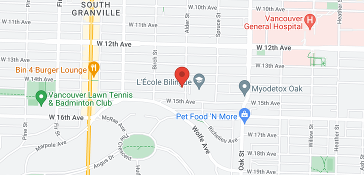map of 305 1206 W 14TH AVENUE